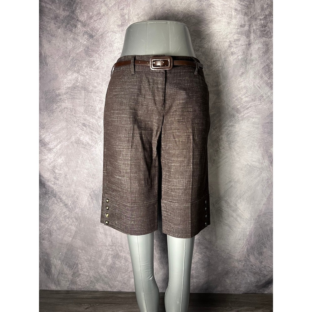 IZ Byer California City Shorts Textured Bermuda Brown Women's Size 9 Heathered